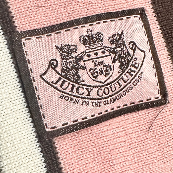 JUICY COUTURE Scarf Pink & Brown Stripe Classic HOUSE OF JUICY - Picture 2 of 3